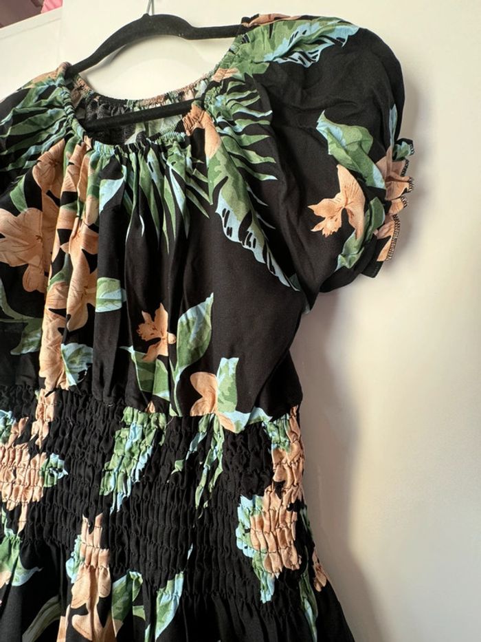 Robe longue SHEIN noire fleurie tropical XL - photo numéro 3