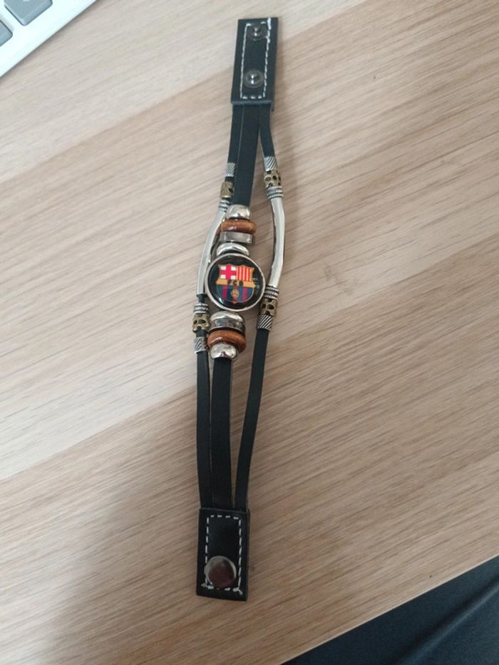 Bracelet cuir 3 rangs FC Barcelone barca - photo numéro 2