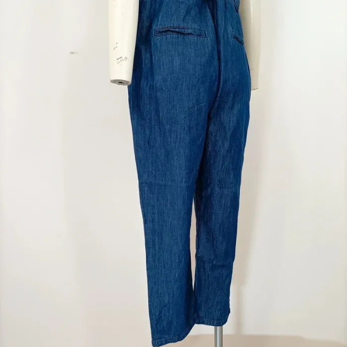 Salopette en jean bleu sans manches - ceinture corde - dos nu Taille M/L A396 - photo numéro 8