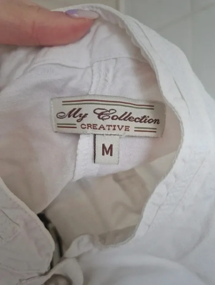Jolie veste cintré blanche 55% lin femme my collection taille M/38 - photo numéro 7
