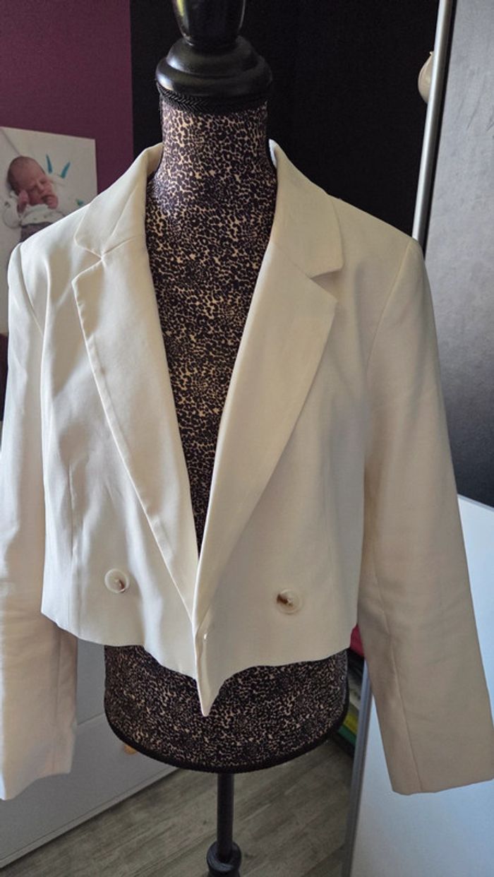 Veste Blazer Blanc de chez Stradivarius en taille S - photo numéro 8