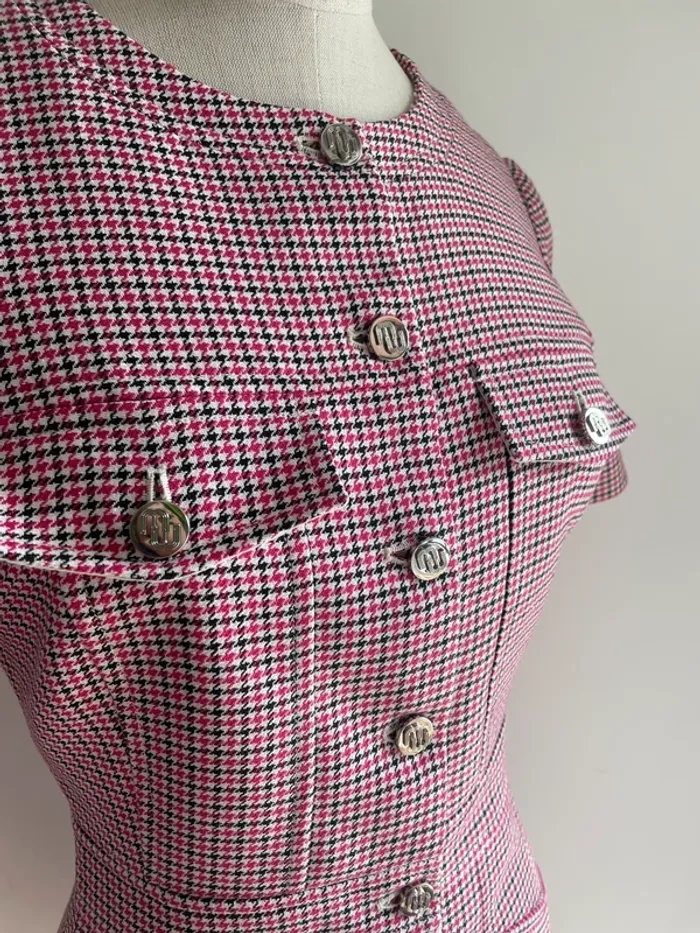 Robe Maje pied-de-poule rose 36 (convient 34) - photo numéro 3