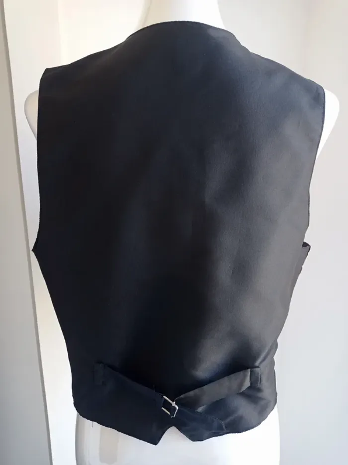 Vintage veston de costume noir avec reflet bordeau violet avec motif fantaisie boutons Lora Daly - photo numéro 4
