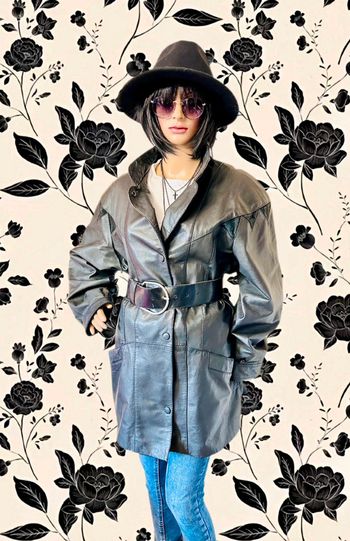 🖤Veste vintage 100% cuir oversize 80s retro leather jacket🖤