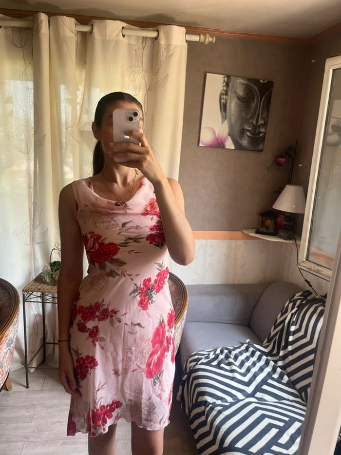 Robe longue asymétrique fleurie bohème champêtre Ibiza Summer halter siren office - photo numéro 2