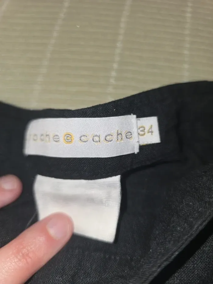 Pantalon lin noir femme taille 34 cache cache - photo numéro 4