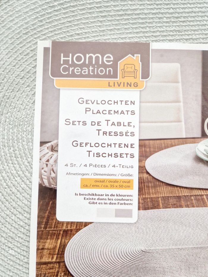 Home Creation - Lot de 4 sets de table tressés - Gris - Neuf avec étiquette ! - photo numéro 2