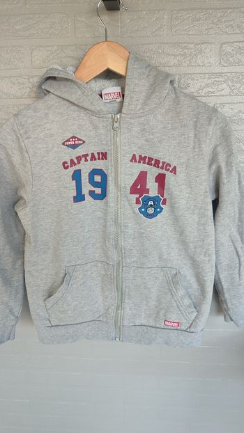 Sweat zippé a capuche t 12 ans gris captain america 