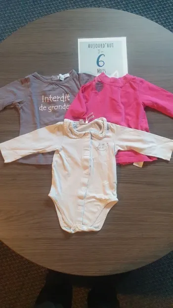Lot de 2 Tee-shirts manche longue et 1 bodie 6 mois orchestra