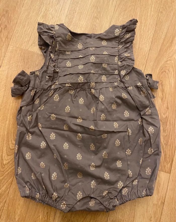 Barboteuse marron dorée fille 6M