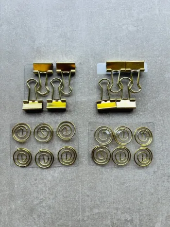 Pinces documents et trombones spirales dorés neufs