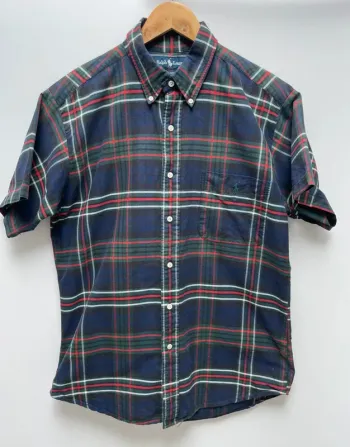 Ralph Lauren The Big Shirt short sleeve shirt plaid checkered Mens M