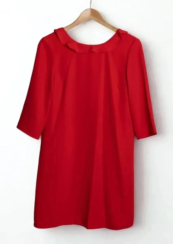 Élégante robe rouge volants coupe évasée L’atelier de Camille Taille S - photo numéro 2