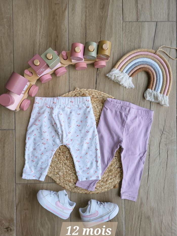 🍒Lot avec un legging et un sarouel bébé fille 12 mois de plusieurs marques