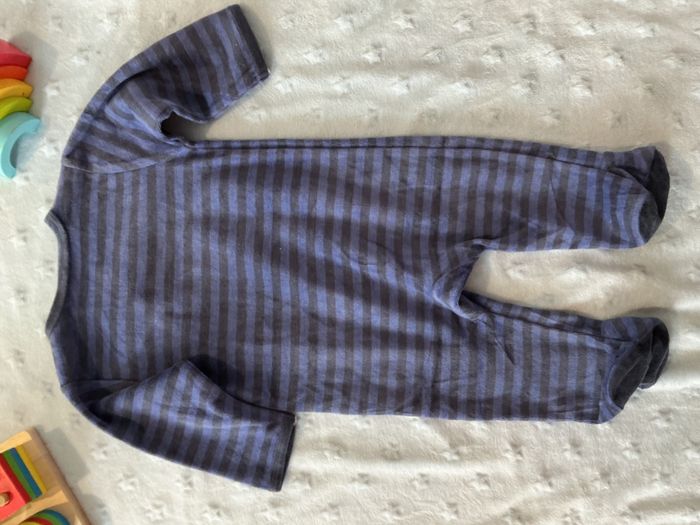 pyjama grenouillère en velours marine et bleu ouverture devant 6 mois kimbaloo - photo numéro 10