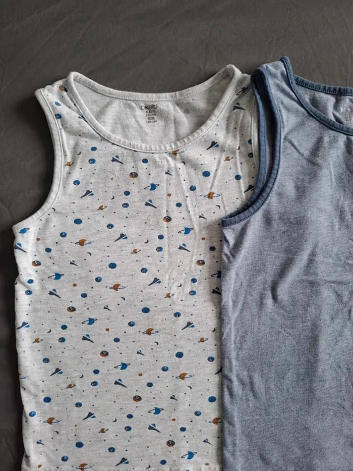Lot de 6 débardeurs Okaïdi bleu gris garçon 8 ans - photo numéro 2