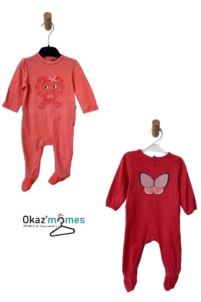 LOT de 2 pyjamas (dors-bien) en coton - bébé fille 6 mois