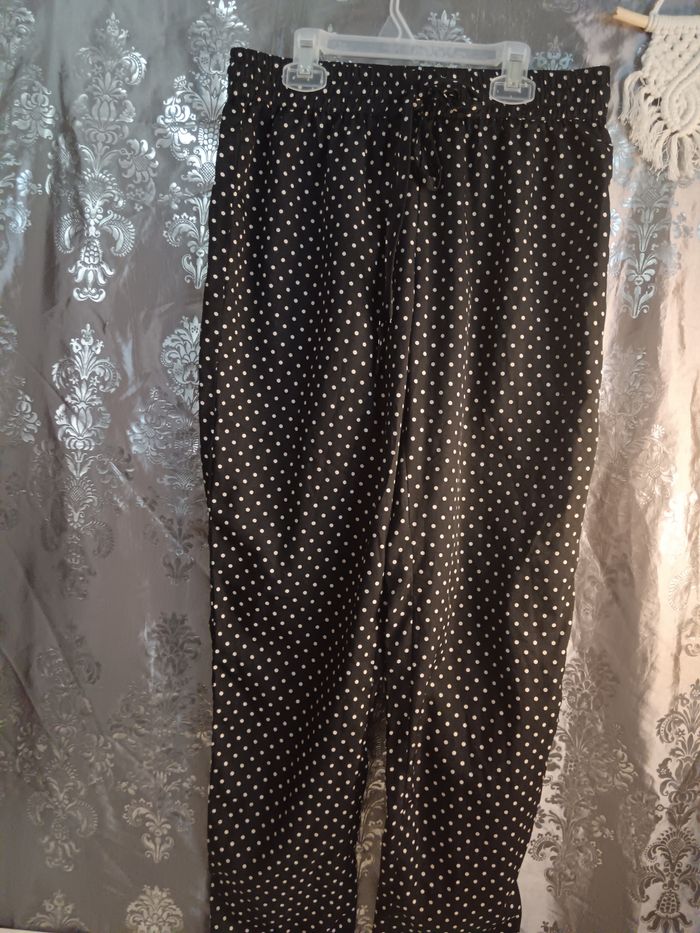 Pantalon léger noir pois blanc tissaia