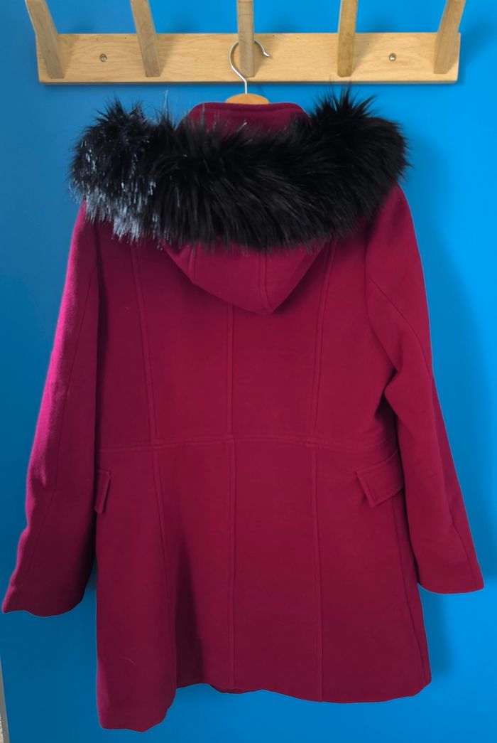 Manteau Cache-Cache Rouge Bordeaux capuche noire comme neuf Taille 42 - photo numéro 4