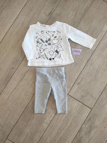 Legging et t-shirt manches longues fille 3 mois