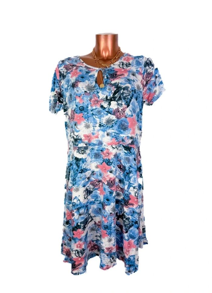 Magnifique robe bleu motif fleur - photo numéro 3