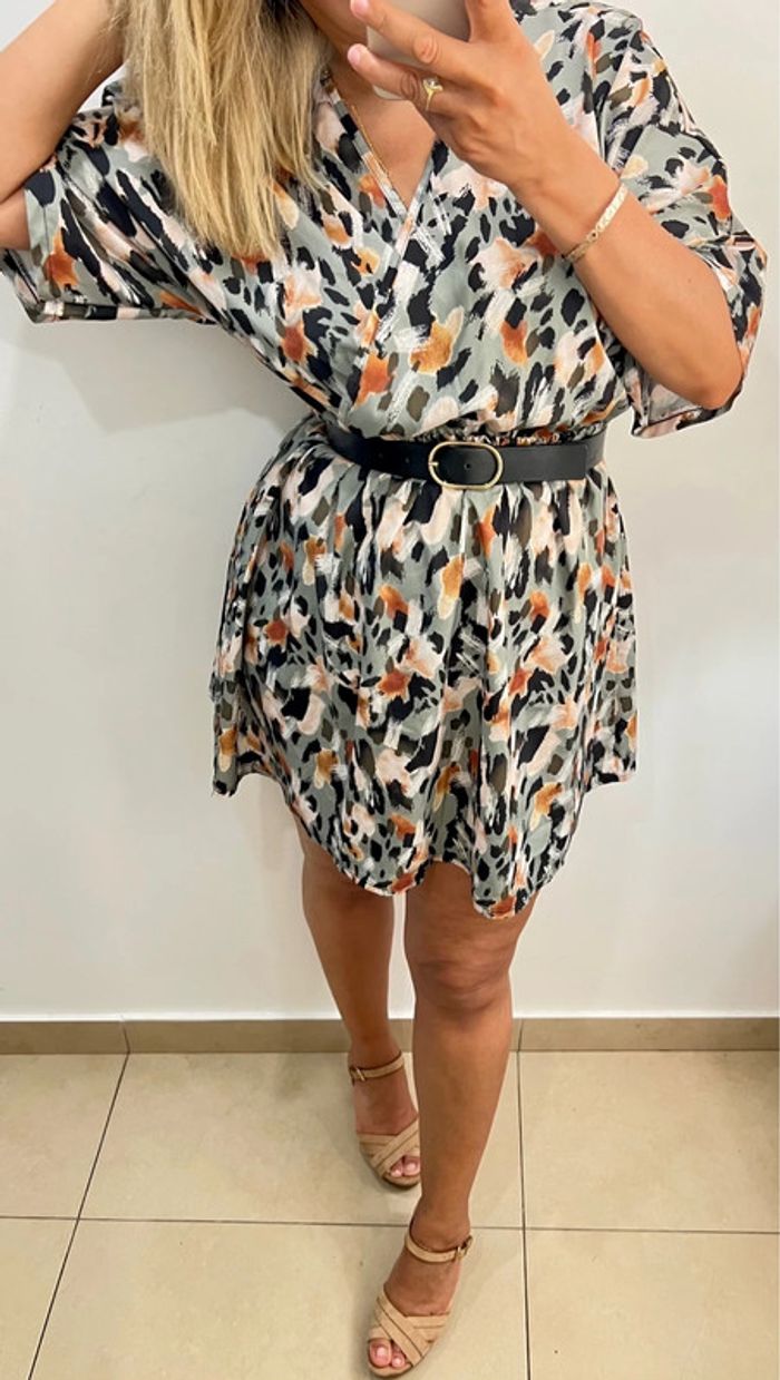 🌵Robe courte fluide à imprimé tacheté Taille - photo numéro 3