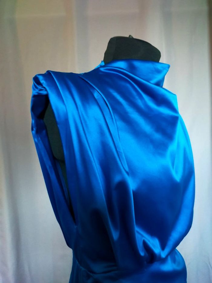 Robe satinée bleue – Glamaker – Taille L - photo numéro 5