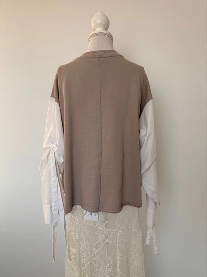 Sweat zara chemise camicia t-shirt camisa noeud M Maglia blouse haut folder blusa blouse t-shirt - photo numéro 4