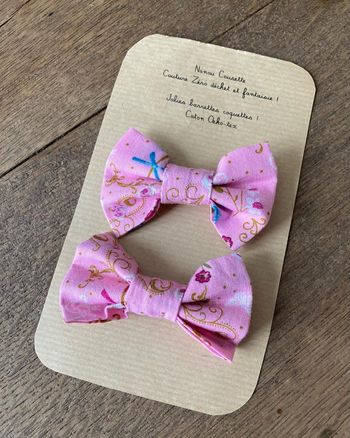 Lot de 2 barrettes Noeud / pince crocodile en coton Oeko Tex