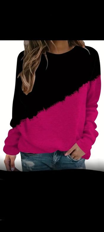 Pull bicolore noir et rose S neuf