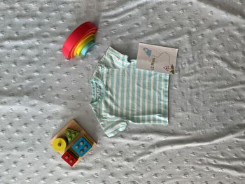 teeshirt manches courtes rayé turquoise et blanc 12 mois tex