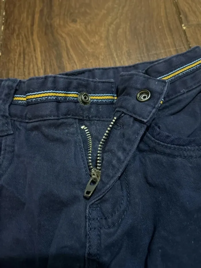 Pantalon garcon en coton et empiècements velours bleu marine sergent major 3 ans - photo numéro 9