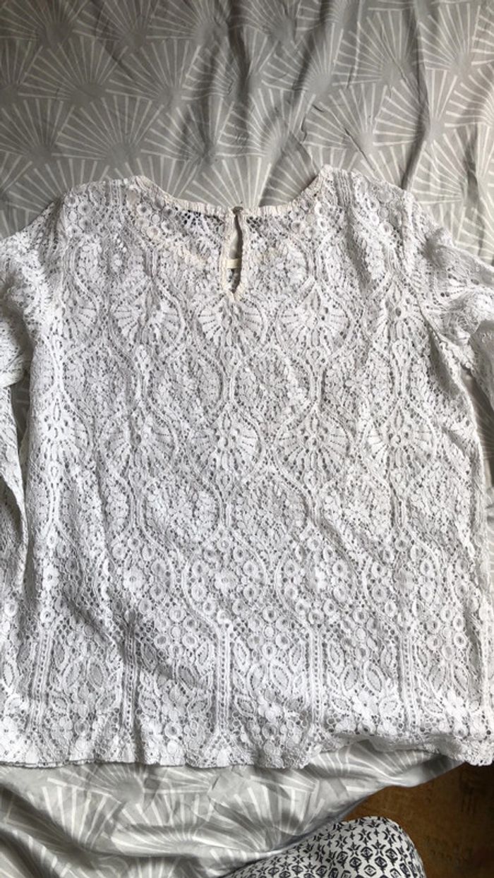 Blouse blanche dentelée taille 36 Kiabi - photo numéro 5