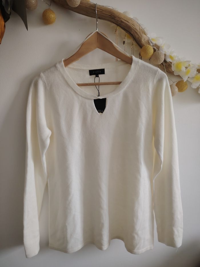 Pull blanc cassé, écru, doux - photo numéro 4