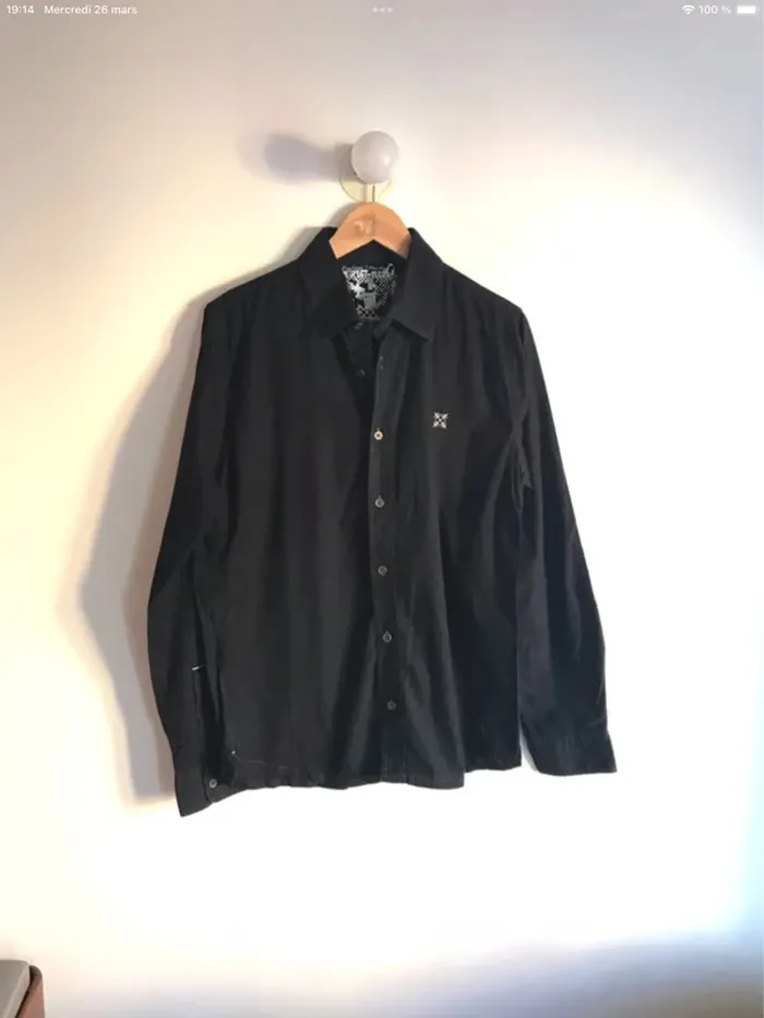 Chemise noire à carreaux ton sur ton Oxbow taille L - photo numéro 2