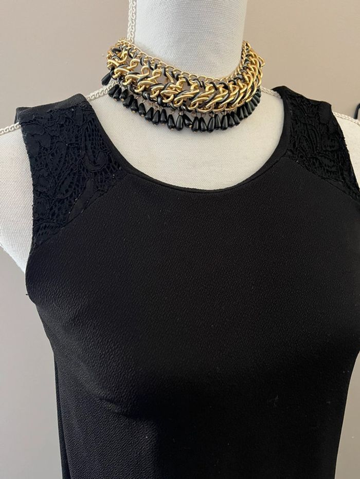 Robe noire mi longue chic sans manches dentelle noire taille 38 - photo numéro 5