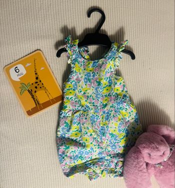 Barboteuse bébé fille Jacadi fleurie 6 mois – dos croisé été