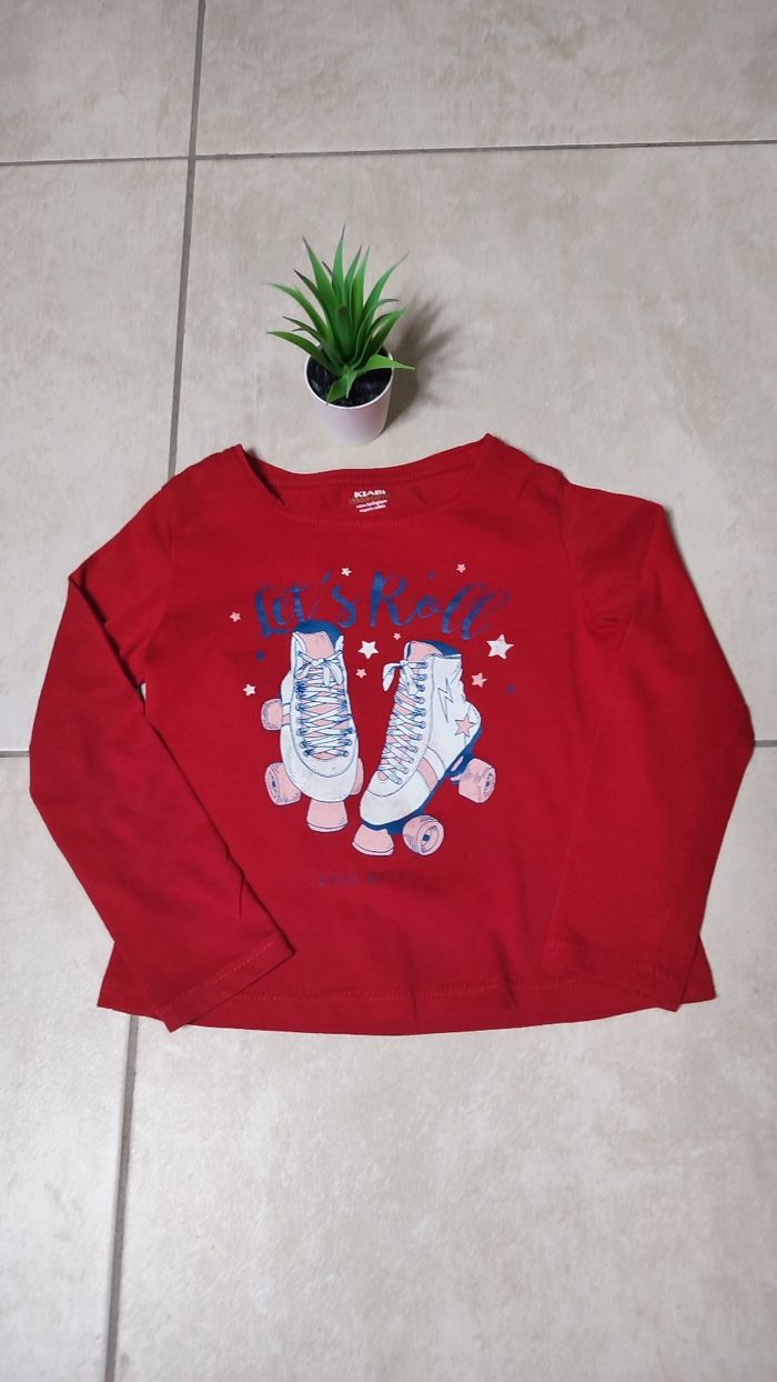 T-shirt manches longues rouge coton bio  5 ans  kiabi