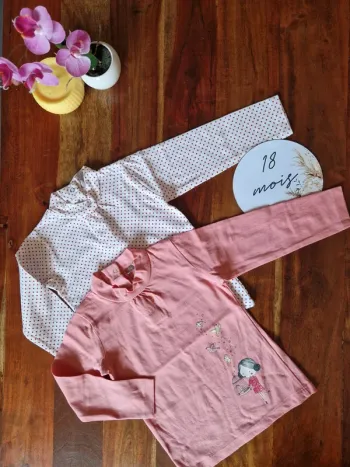 Lot de 2 t-shirt manches longues et col roulé 18 mois
