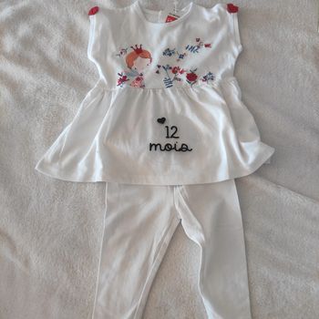 Robe avec leggings blanc avec motif 12mois