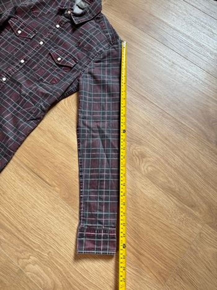 Chemise manches longues Asos à carreaux bordeaux et marine - photo numéro 7