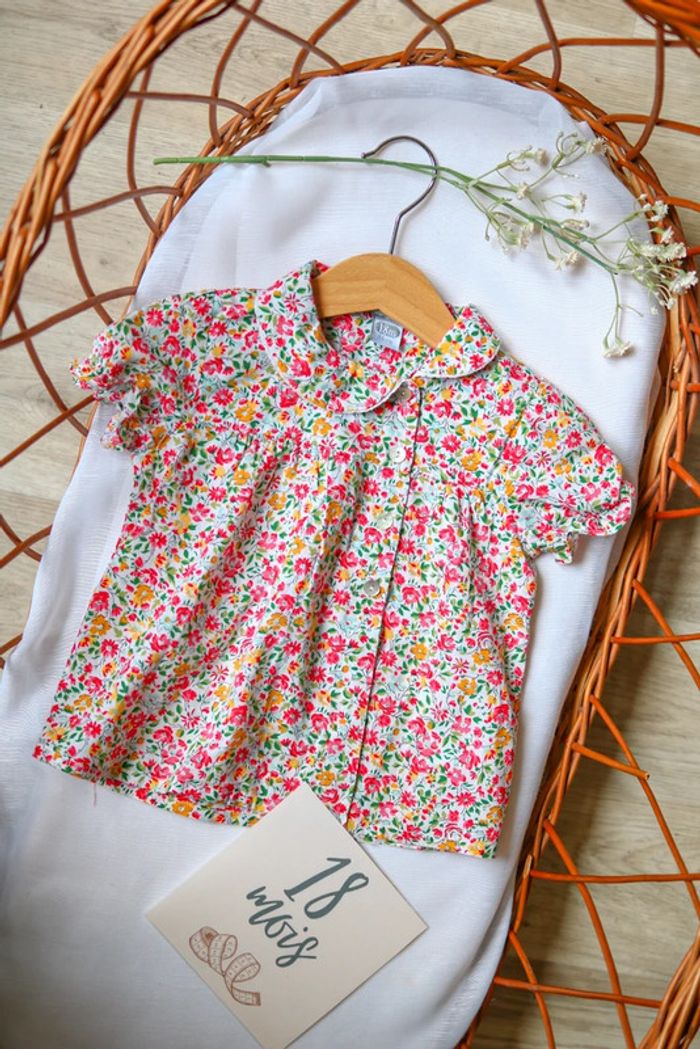 Blouse col Claudine Liberty rouge, Dadati, 18 mois - photo numéro 4