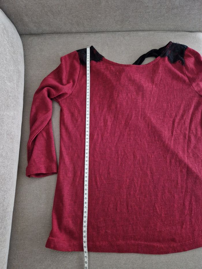 Haut bordeaux transparent avec épaules brodées Mim - photo numéro 8