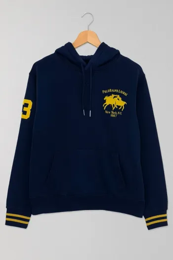 Sweat à capuche Ralph Lauren bleu marine – Taille L – Très bon état 🐎💛