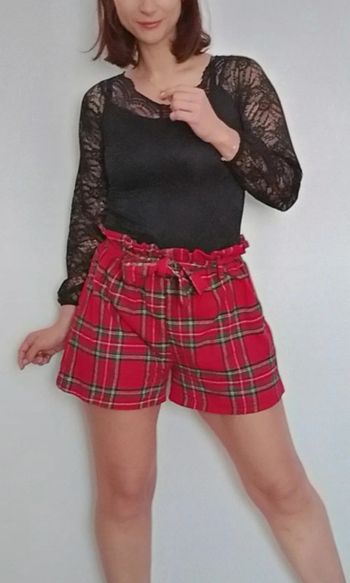 Short d' hiver écossais avec ceinture taille unique