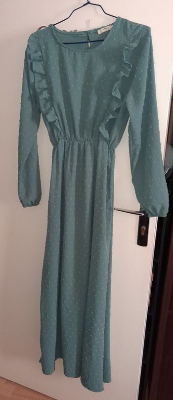Jolie robe longue style bohème vert sauge taille M/L