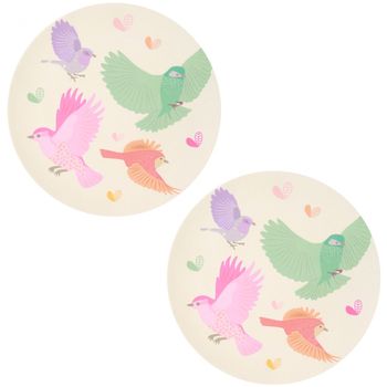 Pack de 2 assiettes large oiseaux - love mae