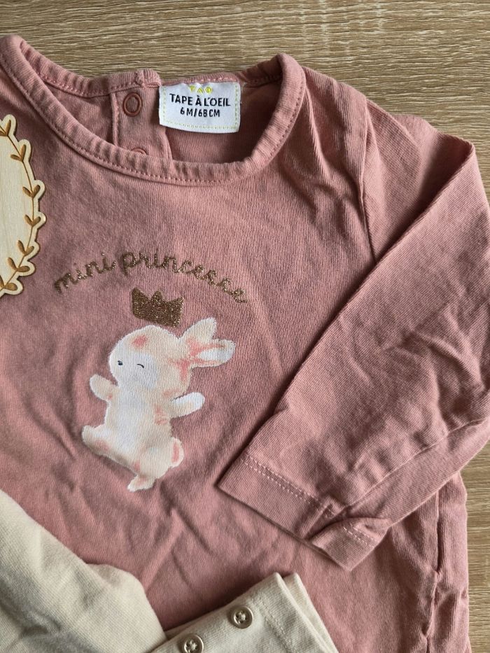 Ensemble tee-shirt manches longues lapin legging beige - photo numéro 2