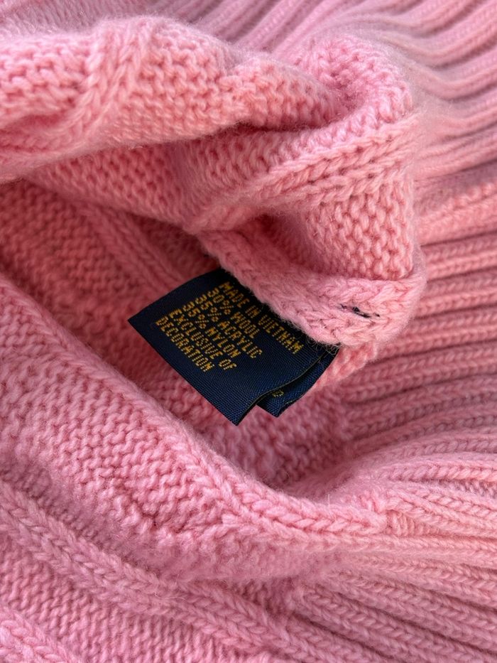 Torsadé Half zip demi zip Ralph Lauren col rond | Taille M hommes | Rose avec logo noir - photo numéro 7