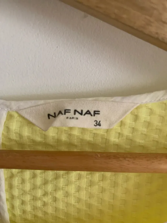 Blouse Naf Naf courte manche 3/4 jaune - photo numéro 2